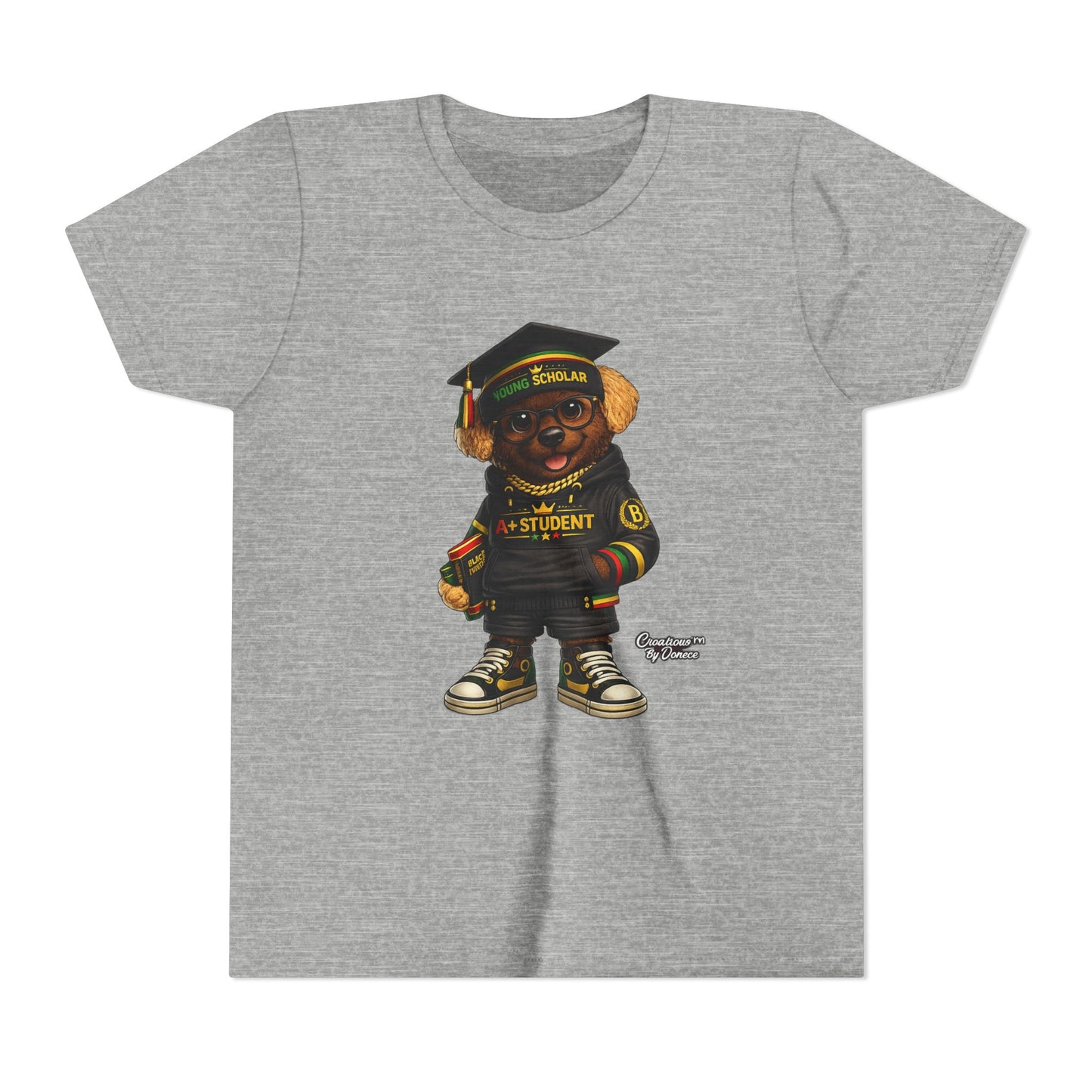 Youth Tee — Scholar Student Bear Graduation Graphic