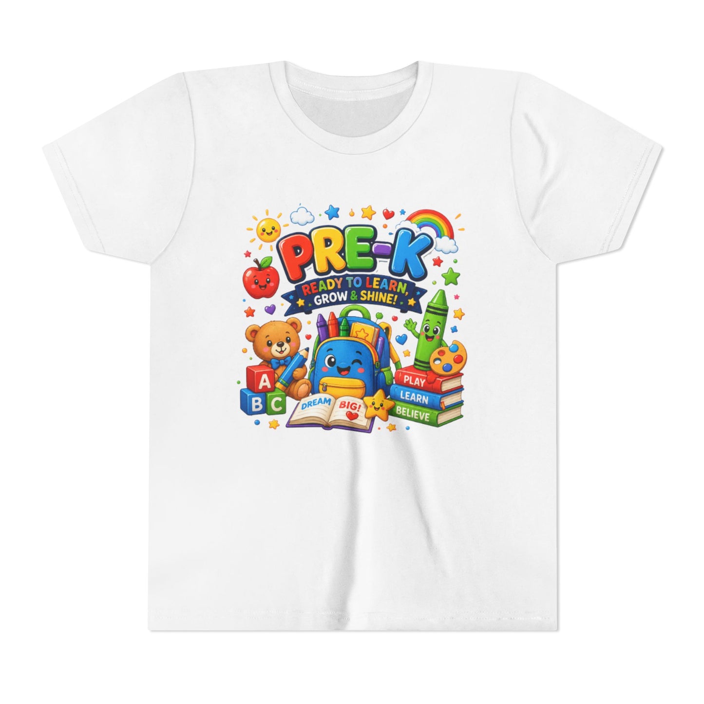 Pre-K Ready To Learn Kids T-Shirt — Colorful Preschool Back-to-School Tee