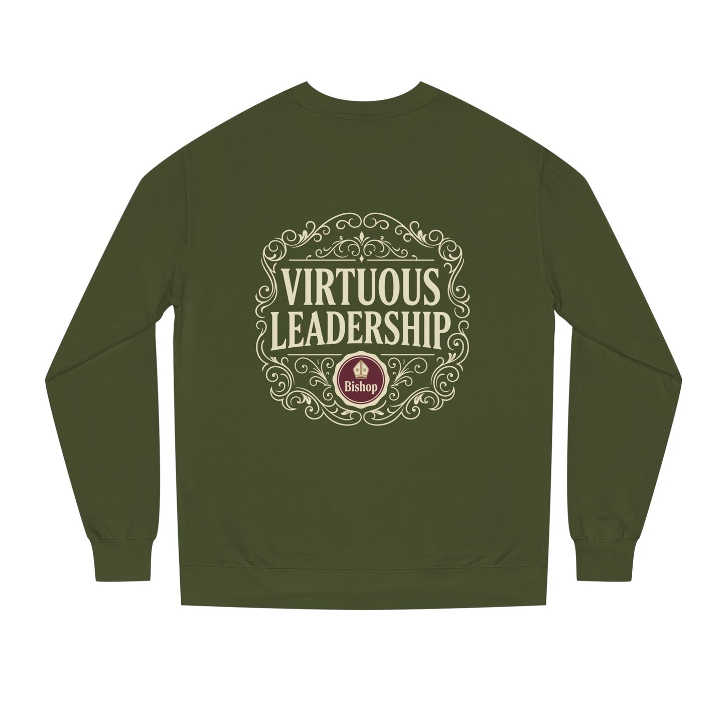Virtuous Leadership Sweatshirt — Vintage Crest Crewneck for Church Leaders