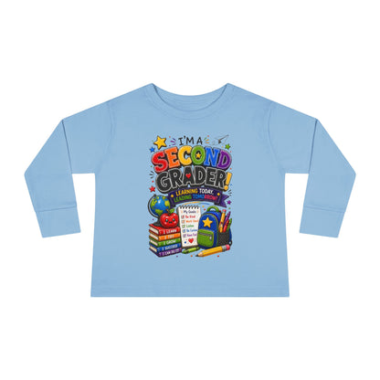 Toddler Long Sleeve Tee — "I'm a Second Grader!" Back-to-School Graphic Shirt
