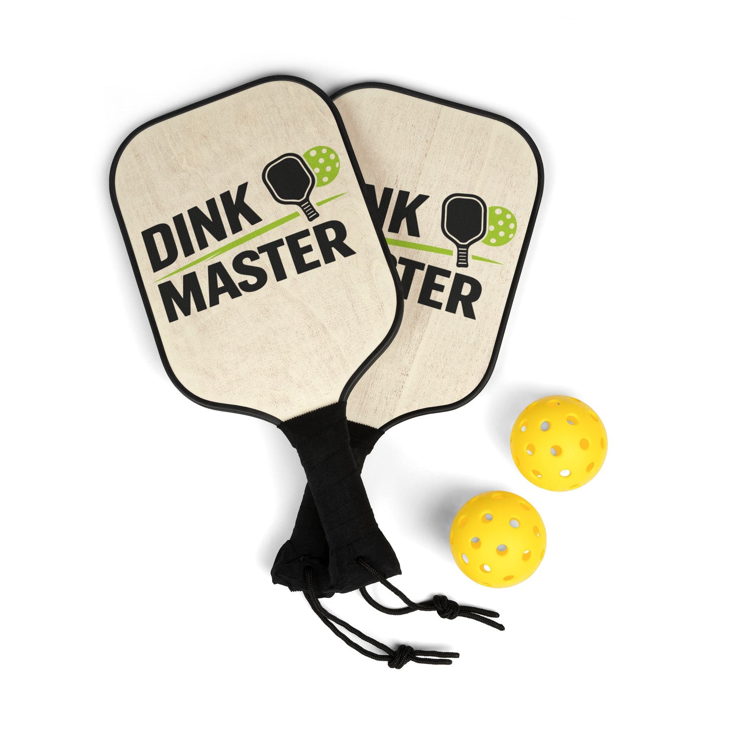 Dink Master Pickleball Paddle Set — Funny Pickleball Kit with Two Paddles & Balls