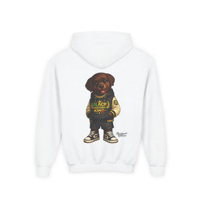 Youth Hoodie — 'Black History Kid' Puppy Graphic Sweatshirt