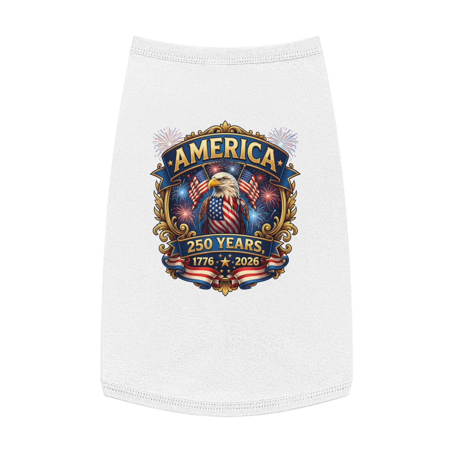 America 250 Pet Tank Top - 1776-2026 Patriotic Eagle & Fireworks