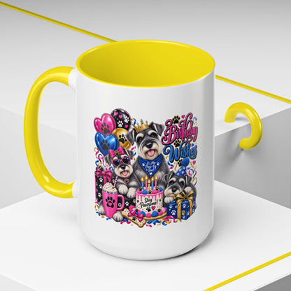 Birthday Wishes Dog Coffee Mug — Cute Paw Print Celebration Mug (11/15oz)