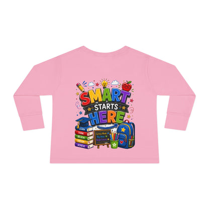 Smart Starts Here Toddler Long Sleeve Tee — Back-to-School Kids Shirt