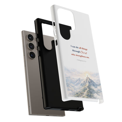 Christian Phone Case – “I Can Do All Things Through Christ” Inspirational Tough Case