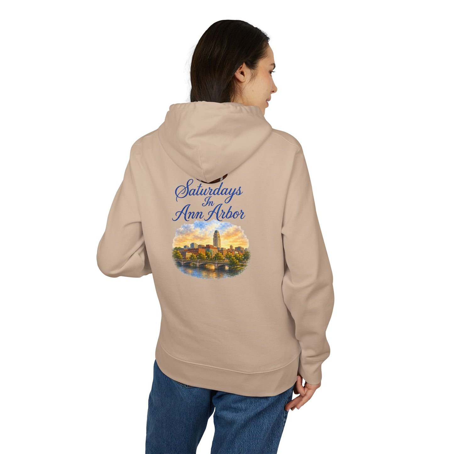 Ann Arbor Skyline Hoodie — "Saturdays in Ann Arbor" Graphic Pullover