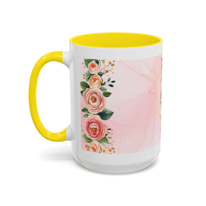 Mom Floral Accent Coffee Mug – Pink Rose Mother's Day Gift (11/15 oz)