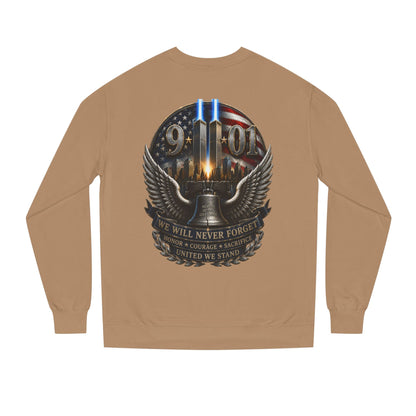 9/11 Memorial Sweatshirt — We Will Never Forget Tribute Crewneck