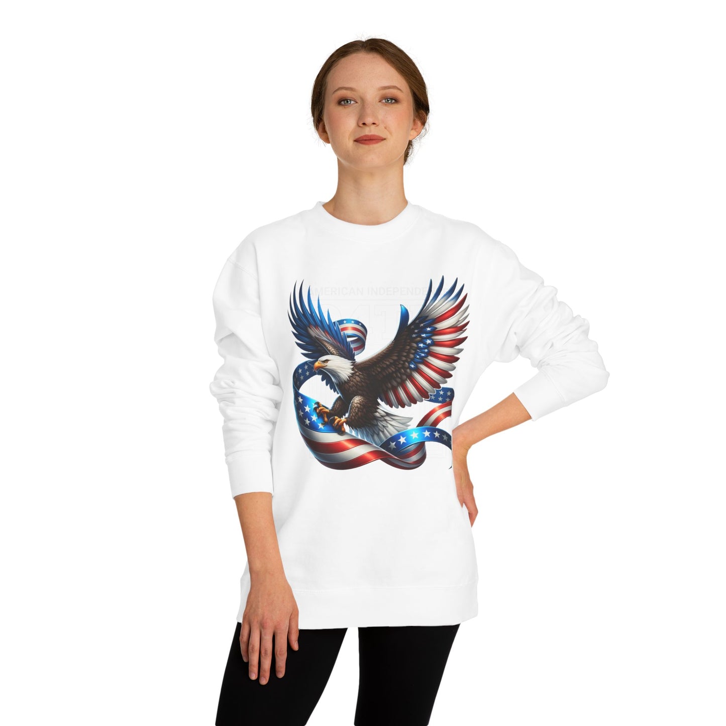 Patriotic Eagle Crewneck Sweatshirt — American Flag Ribbon Design