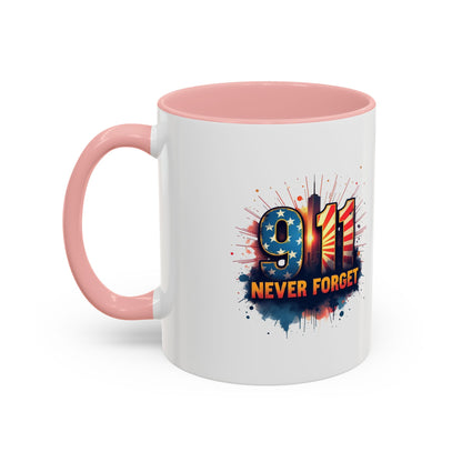 9/11 Never Forget Coffee Mug — Patriotic Memorial Accent Mug