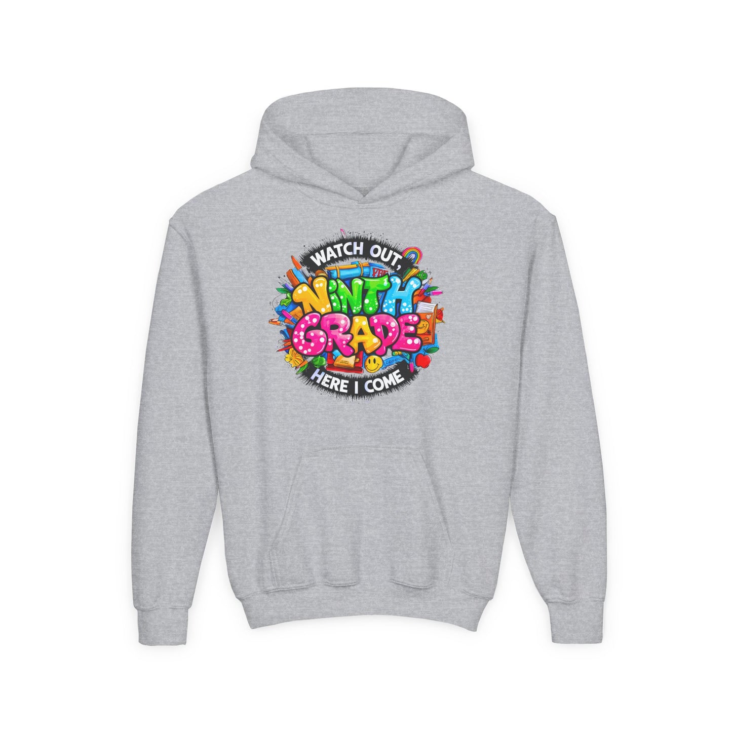 Kids' 4th Grade Hoodie – "Watch Out 4th Grade Here I Come" Colorful Back-to-School Sweatshirt