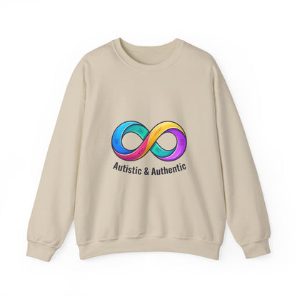 Autistic & Authentic Infinity Crewneck Sweatshirt, Neurodiversity Pride, Affirming