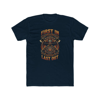 Firefighter T‑Shirt - "First In Last Out" Vintage Firefighter Crew Tee