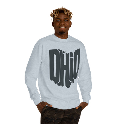Ohio State Outline Crewneck Sweatshirt — Bold 'OHIO' Map Graphic