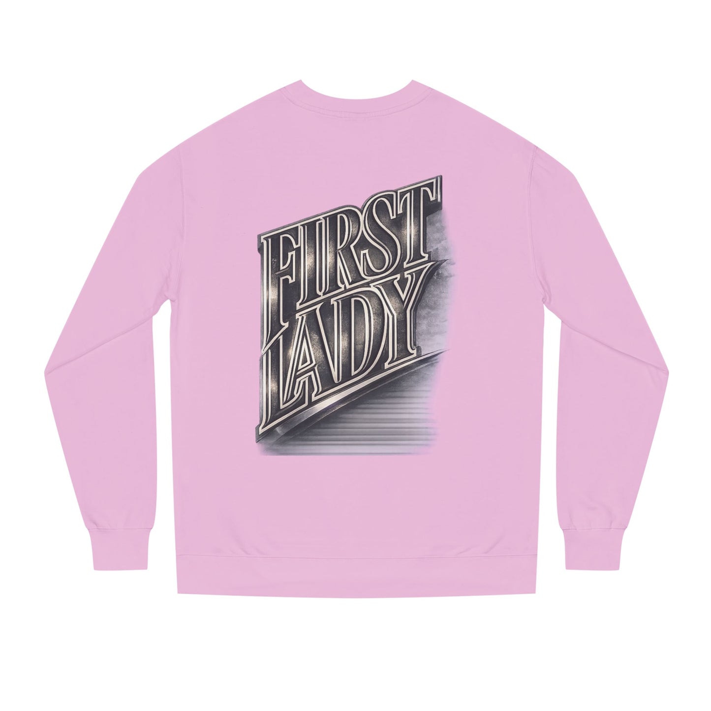 First Lady Graphic Sweatshirt — Retro Metallic Typography Crewneck