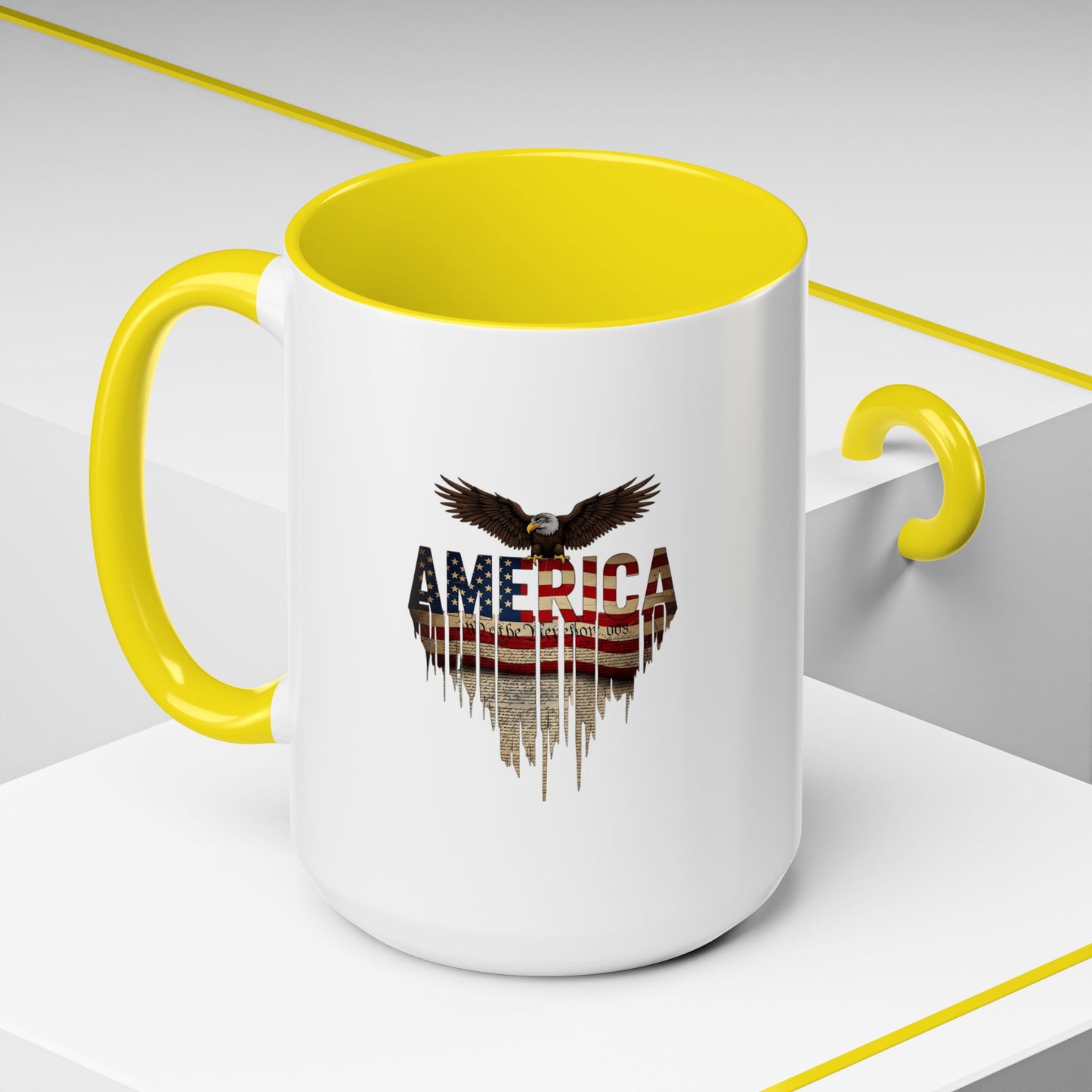 America Eagle Flag Accent Coffee Mug – Patriotic 11/15oz Ceramic