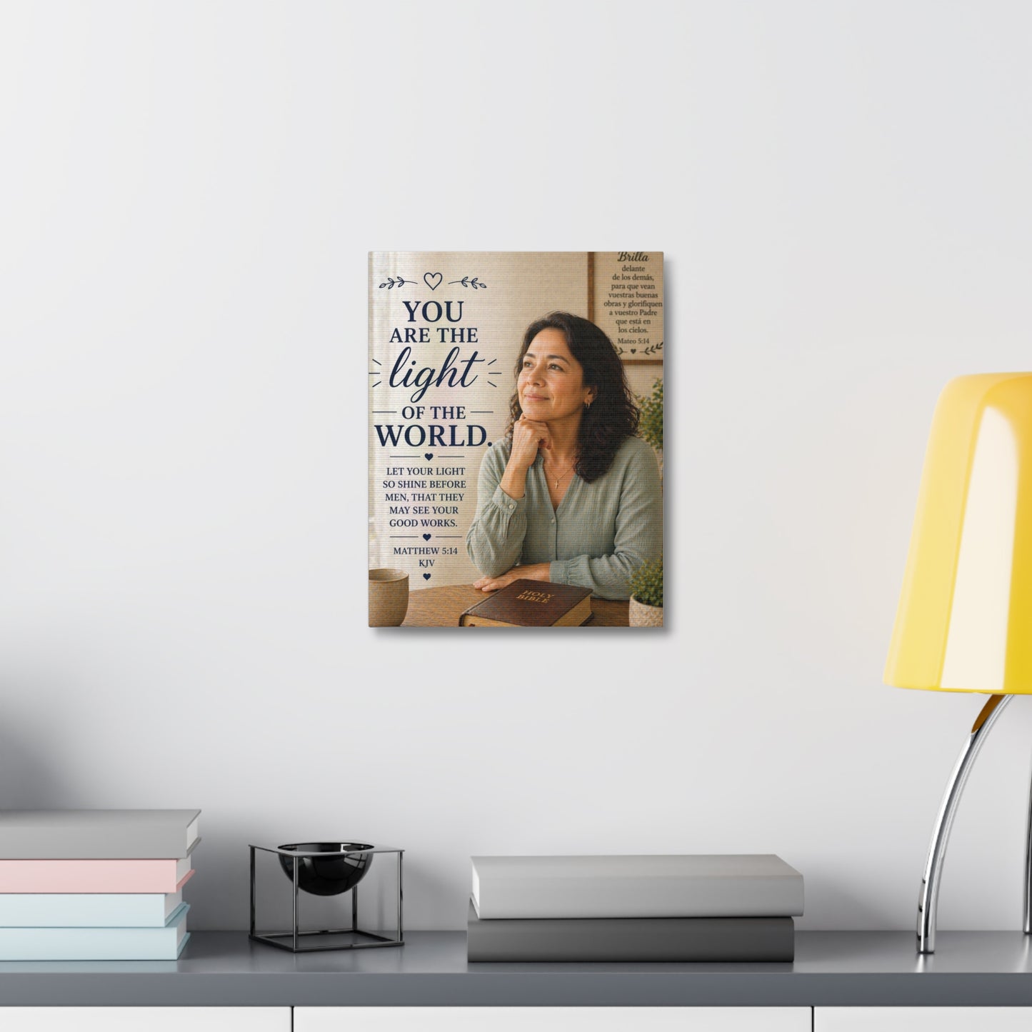 Stretched Canvas - "You Are the Light of the World" Inspirational Scripture Wall Art (Matthew 5:14, KJV)