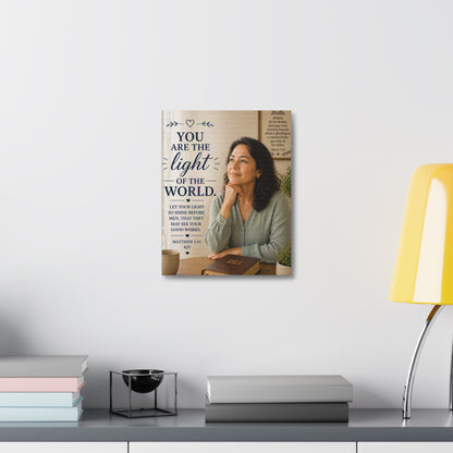 Stretched Canvas - "You Are the Light of the World" Inspirational Scripture Wall Art (Matthew 5:14, KJV)
