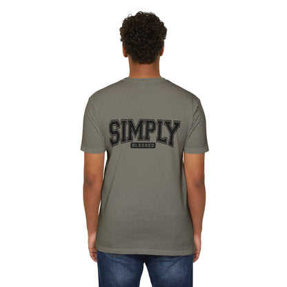 Simply Blessed T-Shirt — Vintage Collegiate Script Faith Tee