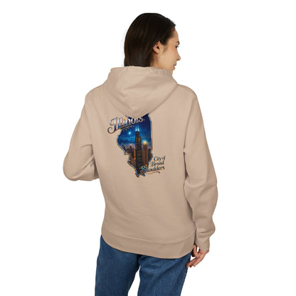 Illinois Skyline Hoodie — "City of Broad Shoulders" Retro State Map