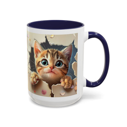 Cute Peekaboo Kitten Accent Coffee Mug — Cat Lover Gift (11/15oz)