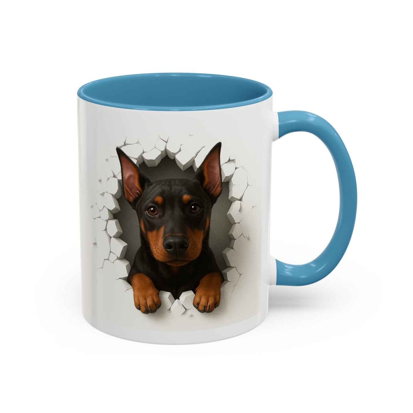 Doberman Peekaboo Accent Coffee Mug – Cute Dog Lover Gift (11/15oz)