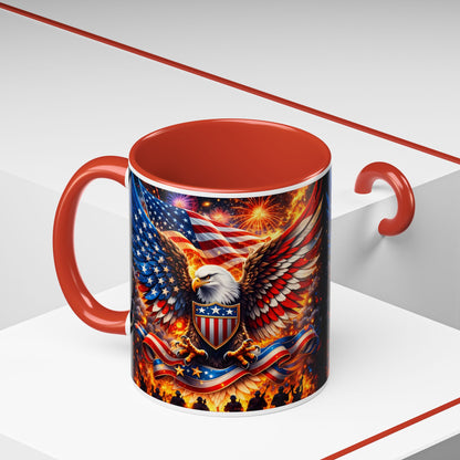 Patriotic Eagle Coffee Mug — American Flag Bald Eagle Accent Mug (11/15oz)