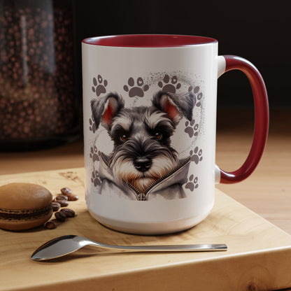 Schnauzer Paw Print Accent Coffee Mug (11/15oz)