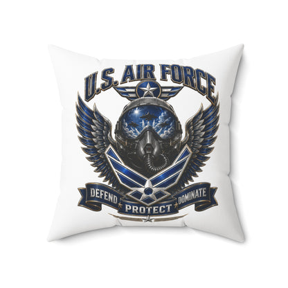 U.S. Air Force Emblem Throw Pillow — Defend Protect Dominate Military Decorative Pillow