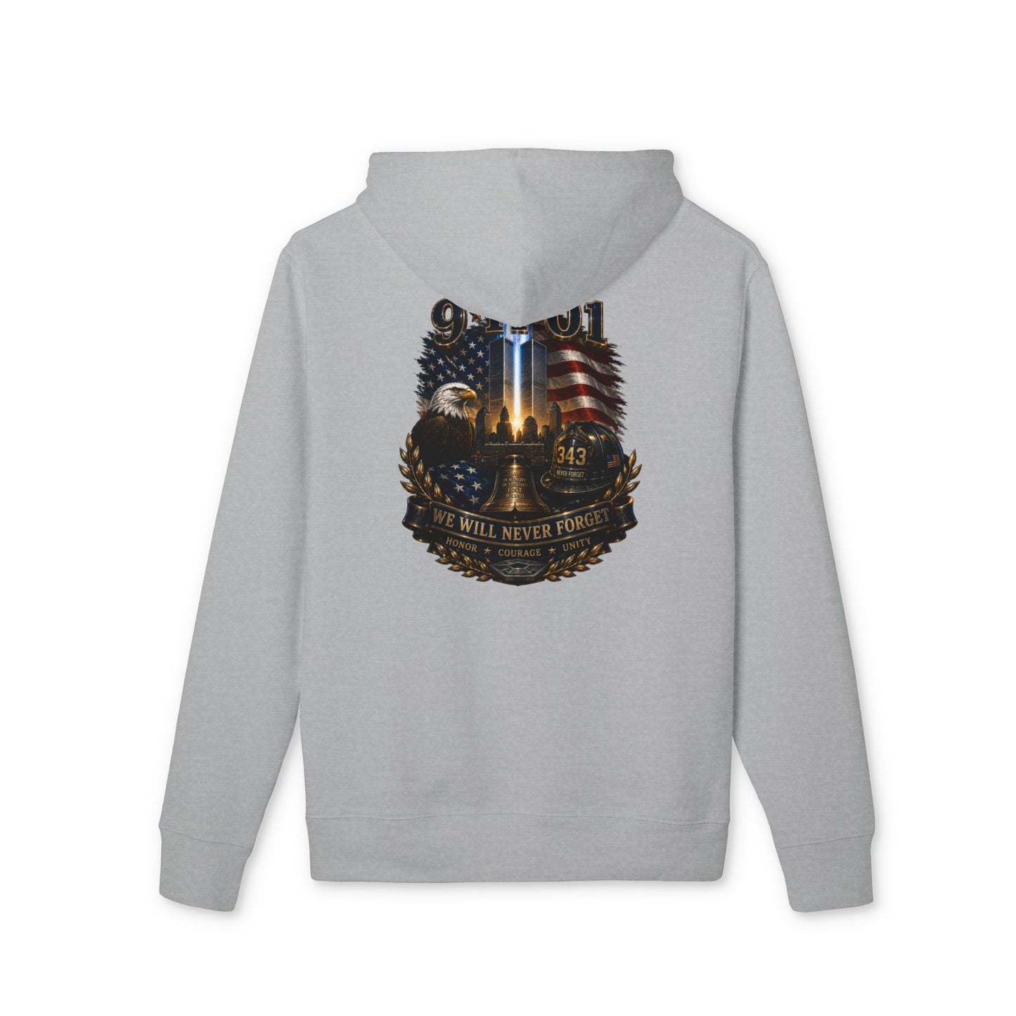 9/11 Memorial Hoodie — We Will Never Forget Tribute Pullover