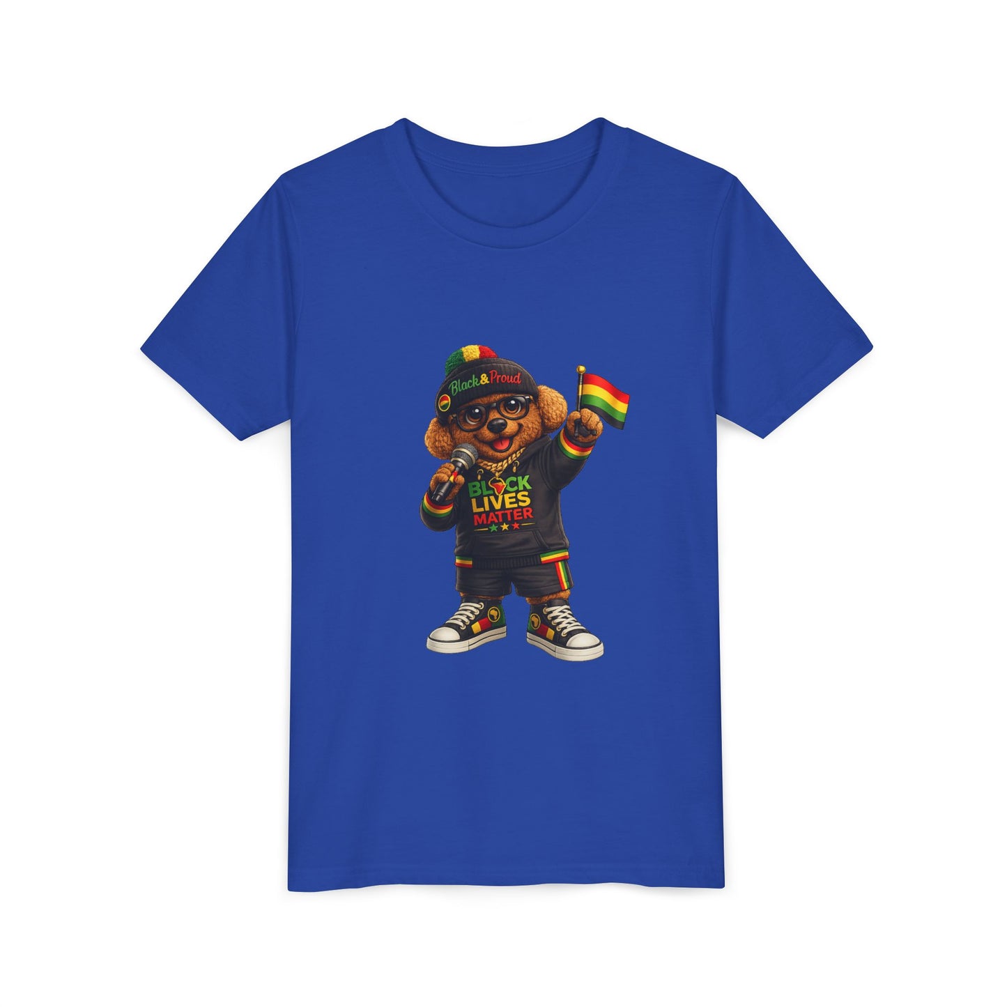 Youth Tee — Kid Bear Black Lives Matter Rasta Flag Shirt
