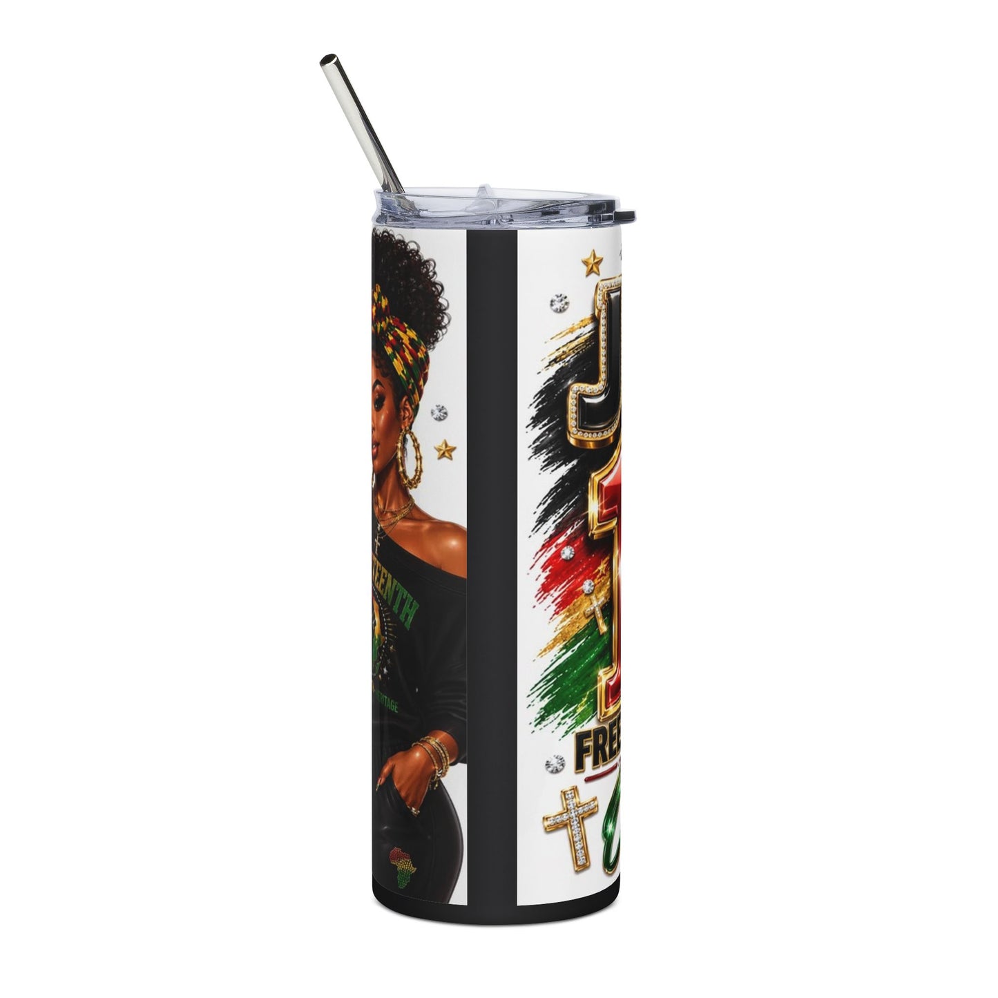 20oz Stainless Tumbler — Patriotic "June 19" Juneteenth Freedom Design
