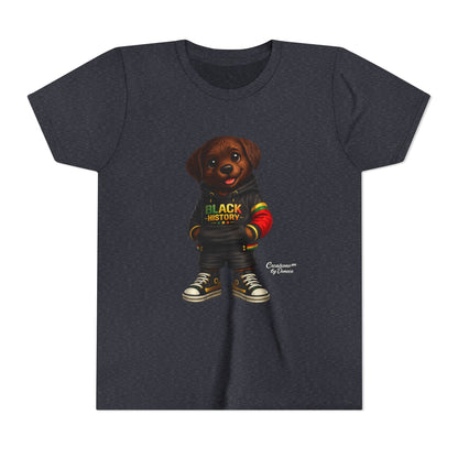 Youth Tee — Cute Puppy 'Black History' Graphic Shirt