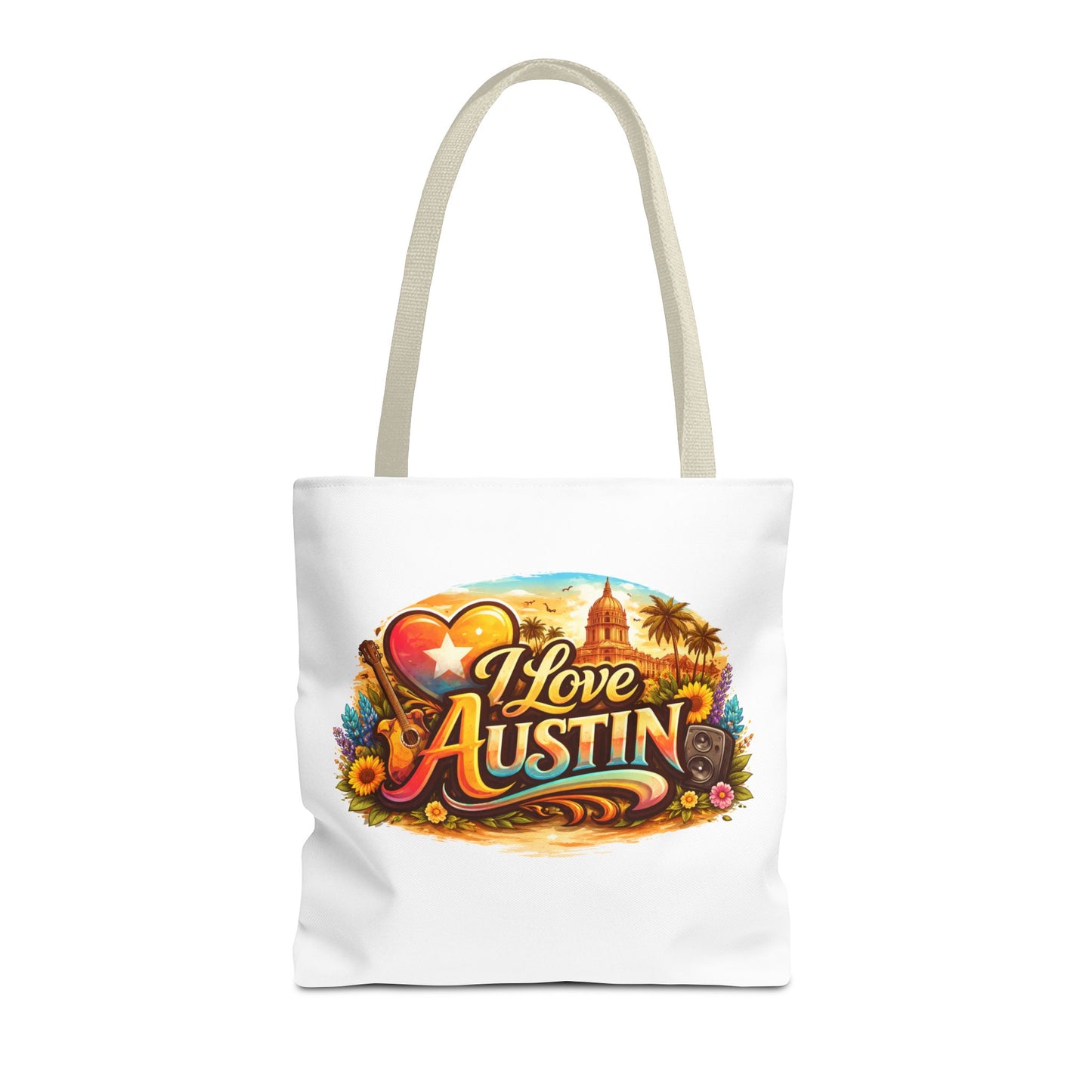 I Love Austin Tote Bag — Retro Cityscape Cotton Shopper