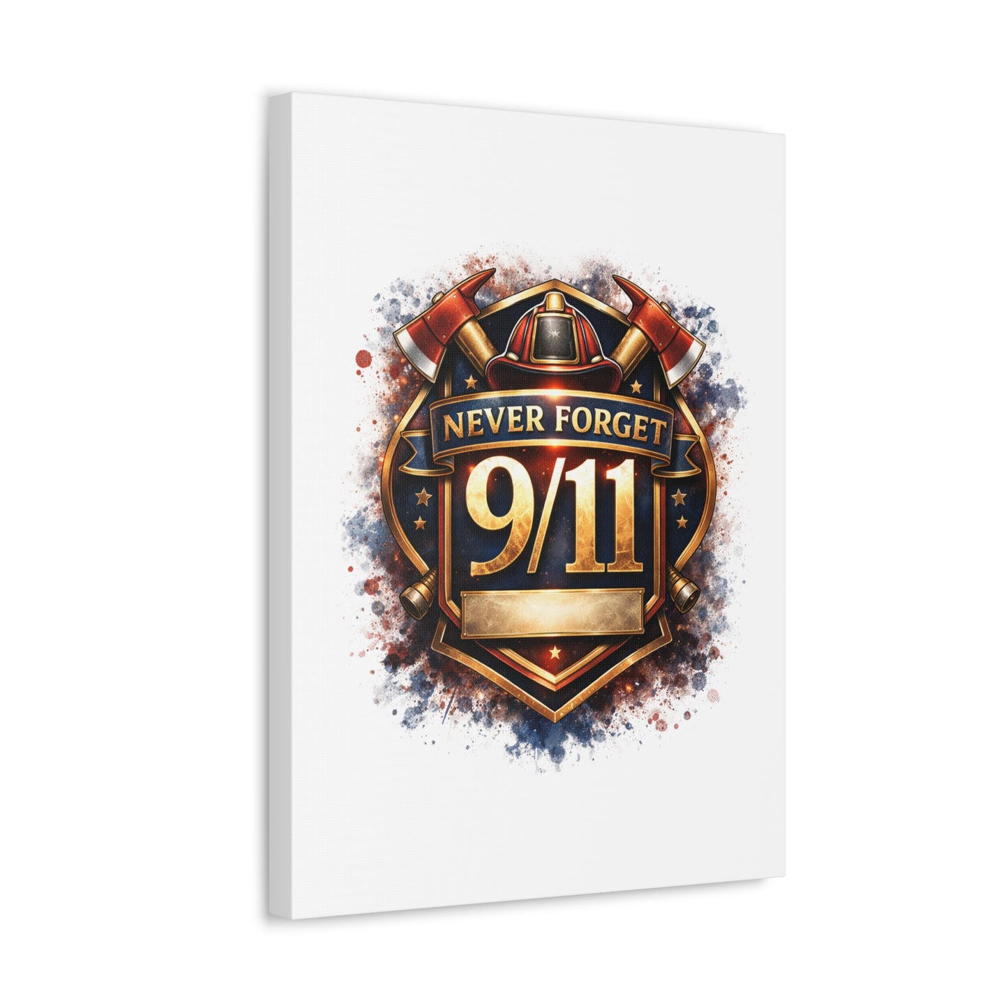 9/11 Never Forget Canvas Print — Firefighter Tribute Stretched Wall Art