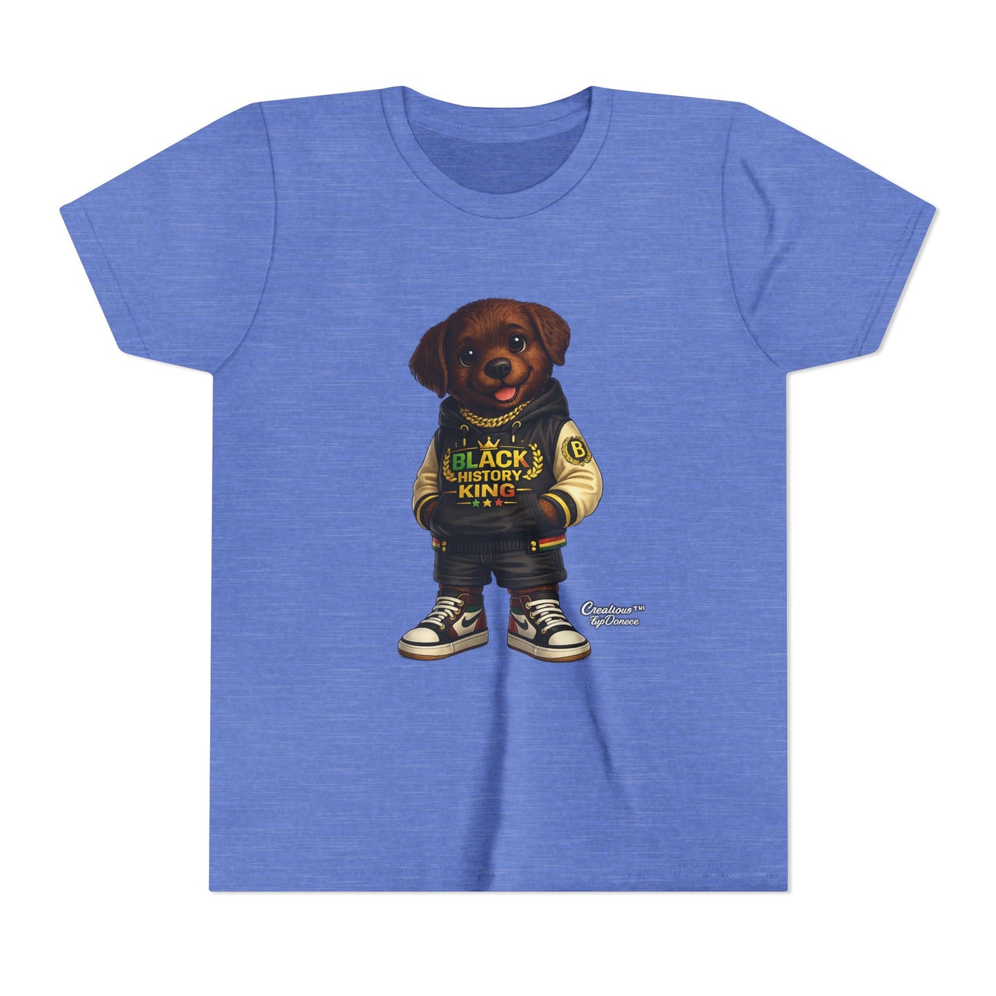 Youth Tee — 'Black History King' Puppy Graphic Shirt