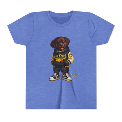 Youth Tee — 'Black History King' Puppy Graphic Shirt