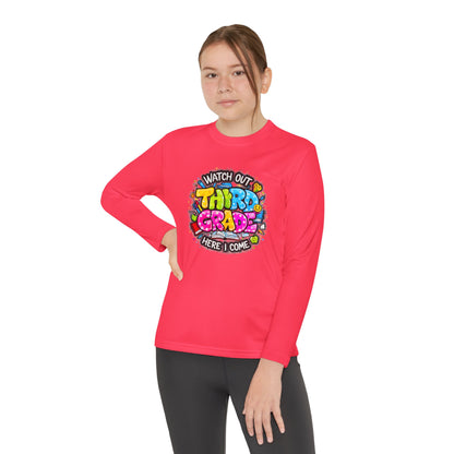 Youth Long Sleeve Tee — "Watch Out Third Grade Here I Come" Back-to-School Shirt