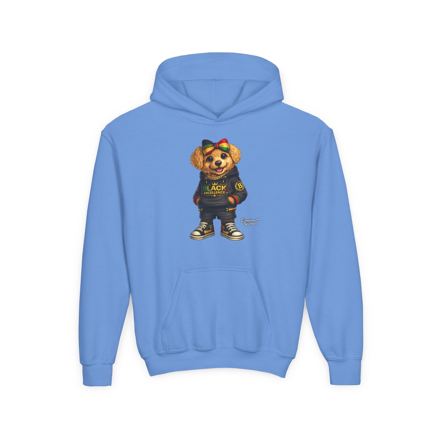 Youth Hoodie — Black Excellence Bear Graphic Sweatshirt (Kids)