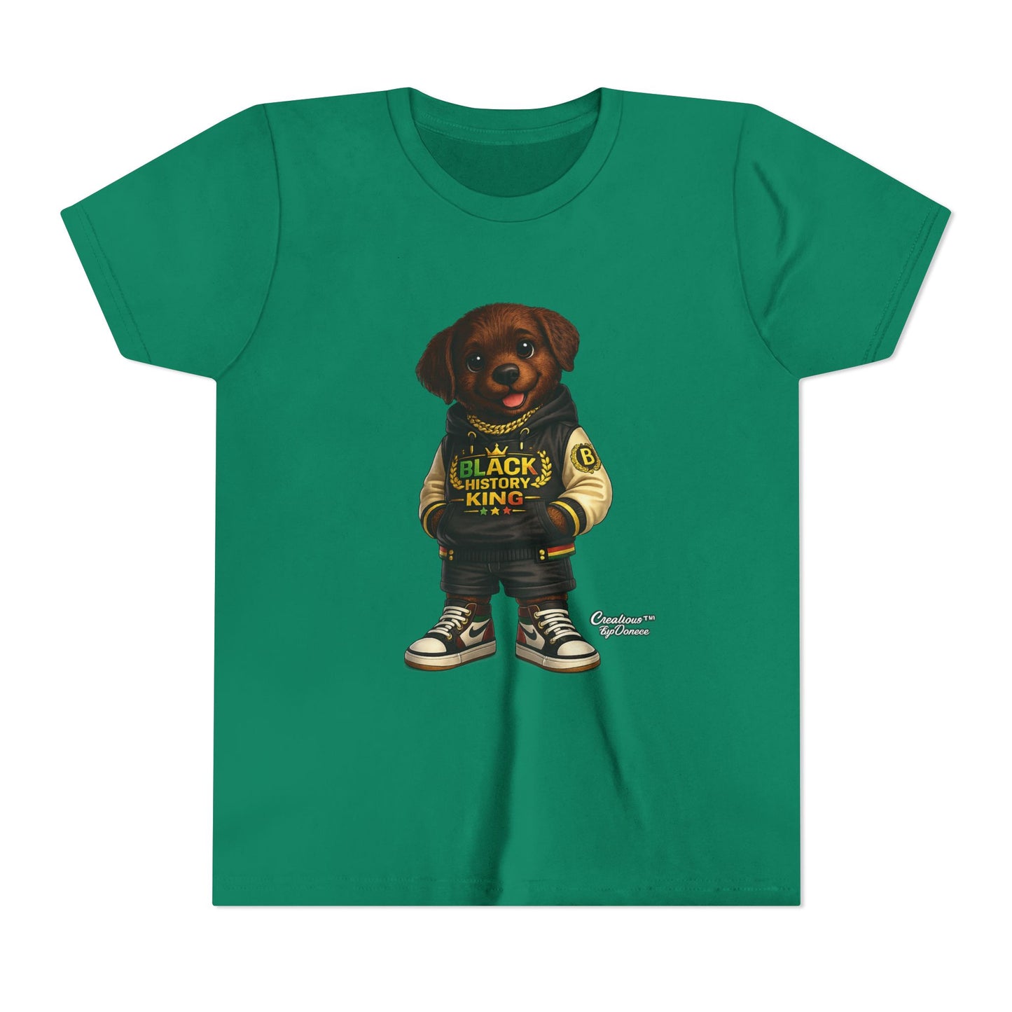 Youth Tee — 'Black History King' Puppy Graphic Shirt