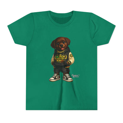 Youth Tee — 'Black History King' Puppy Graphic Shirt