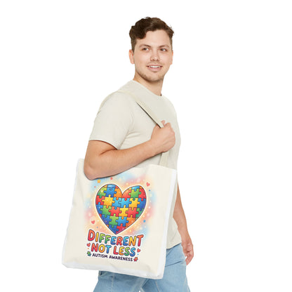 Autism Awareness Tote Bag — "Different Not Less" Puzzle Heart Design