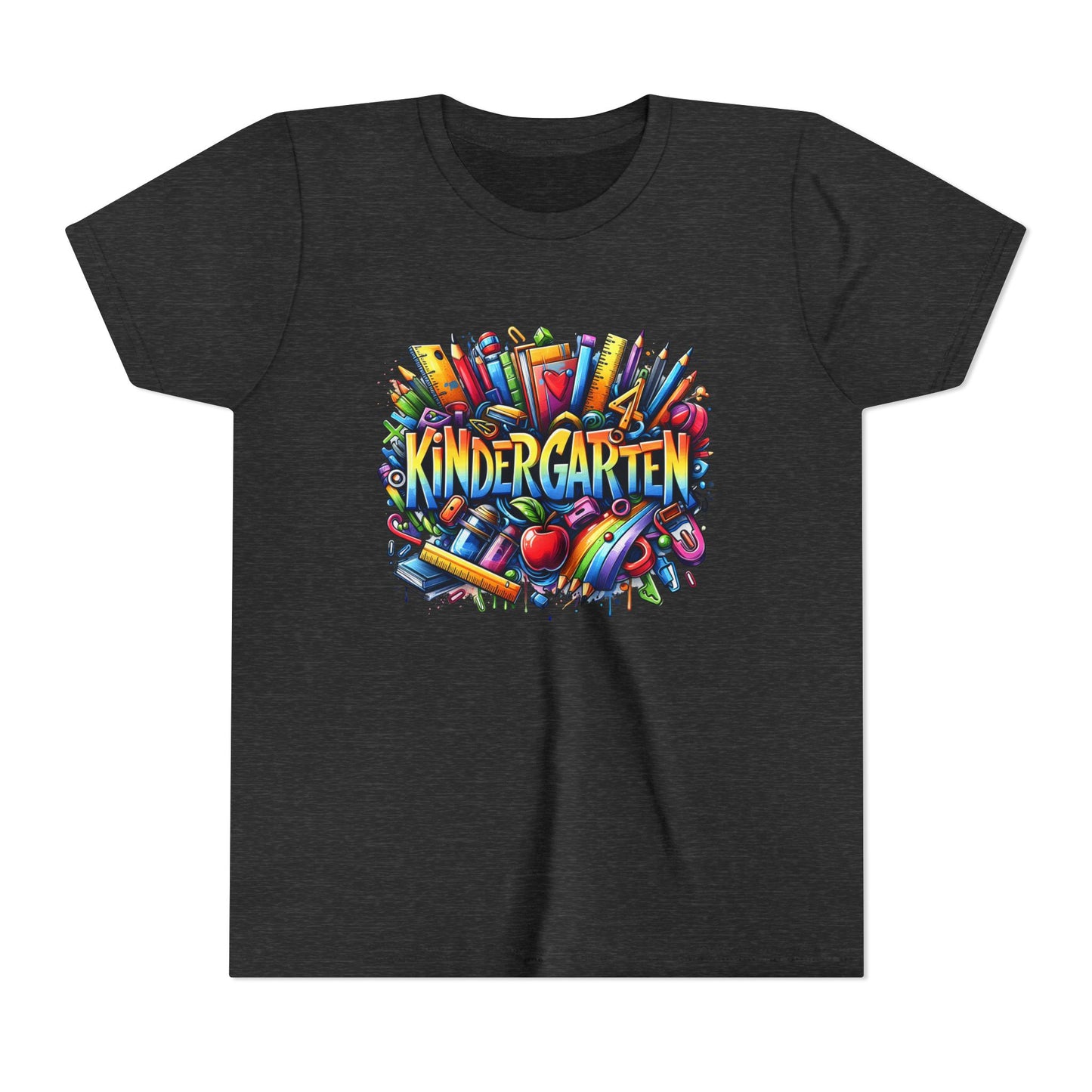 Kindergarten Colorful School Supplies Youth Tee — Back-to-School Kids T-Shirt