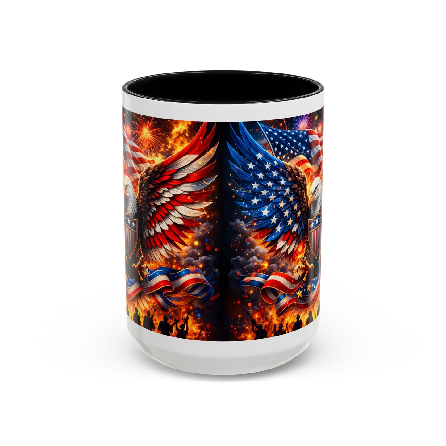 Patriotic Eagle Coffee Mug — American Flag Bald Eagle Accent Mug (11/15oz)