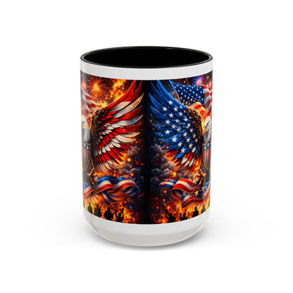 Patriotic Eagle Coffee Mug — American Flag Bald Eagle Accent Mug (11/15oz)