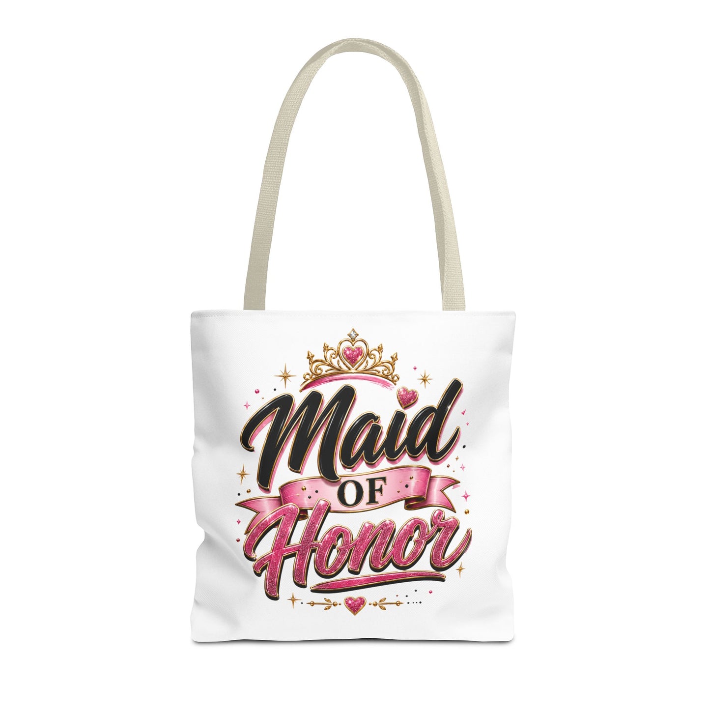 Maid of Honor Tote Bag — Pink Crown Bridal Party Tote for Weddings & Bachelorette