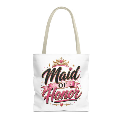 Maid of Honor Tote Bag — Pink Crown Bridal Party Tote for Weddings & Bachelorette