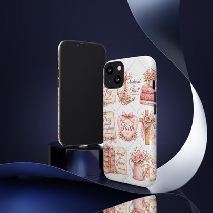 Faith Floral Phone Case – Christian Inspirational Scripture iPhone Cover (Choose Joy, Pray, Faith)