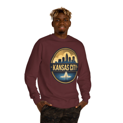 Kansas City Skyline Crewneck Sweatshirt – Cityscape Fountain Graphic